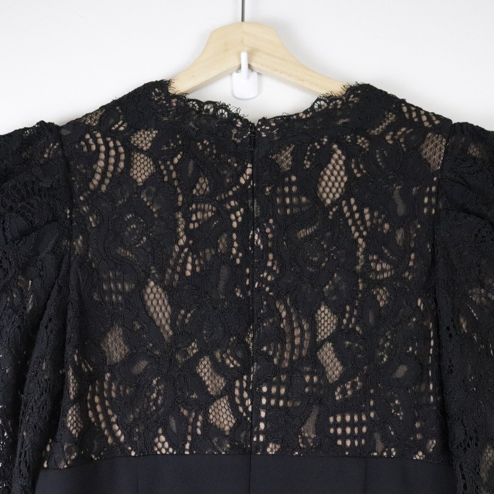 NWT Tadashi Shoji Marshal Crepe & Lace Gown Black BTF21173LX 6 - Picture 4 of 12